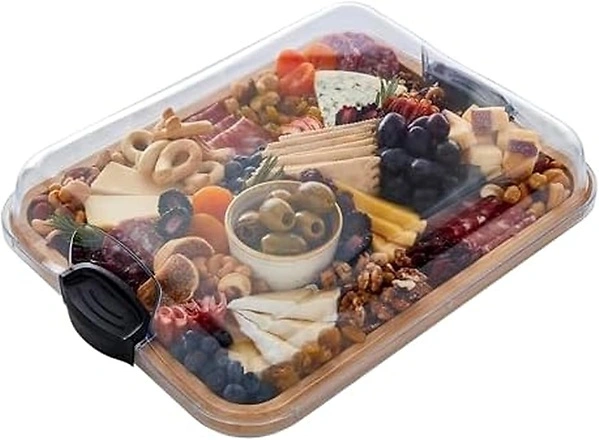 Farberware Build-A-Board Bamboo Cutting Board with Storage Compartment, Black Handles