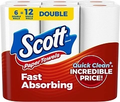 Scott Paper Towels, Choose-A-Sheet, 6 Double Rolls (108 Sheets Per Roll)