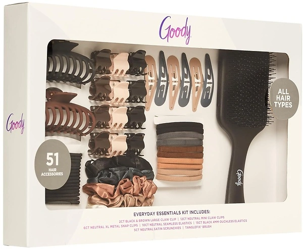 Goody Hair Accessories Kit, 51 PC Neutral Color Set for All Hair Types