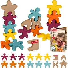 Fisher - Price Wood Montessori Stacking Shapes, 16 - Piece Wooden Learning Activity