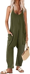 Ekouaer Women's Sleeveless Casual Summer Jumpsuit, Spaghetti Strap, Green S
