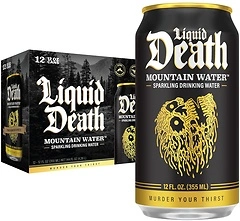 Liquid Death Sparkling Mountain Water, 12 Fl Oz, Pack of 12 Cans