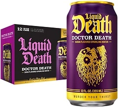 Liquid Death Doctor Death Soda-Flavored Sparkling Water, 12-Pack (12oz Cans)