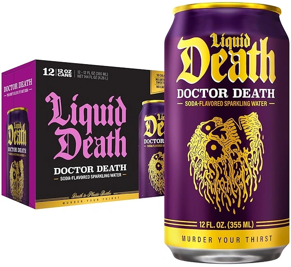 Liquid Death Doctor Death Soda-Flavored Sparkling Water, 12-Pack (12oz Cans)