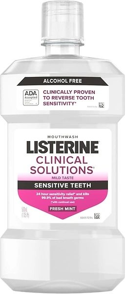 Listerine Clinical Solutions Sensitive Teeth Mouthwash, Alcohol Free, 500 mL