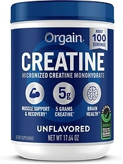 Orgain Creatine Monohydrate Powder, 100 Servings, Unflavored, Supports Muscle Growth