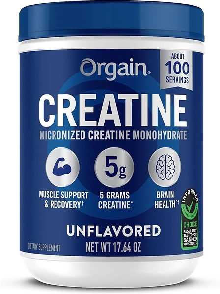 Orgain Creatine Monohydrate Powder, 100 Servings, Unflavored, Supports Muscle Growth
