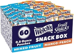 Welch's Fruit Snacks, Mixed Fruit & Mango Peach Snack Box, 60 Count, 0.8oz Packs