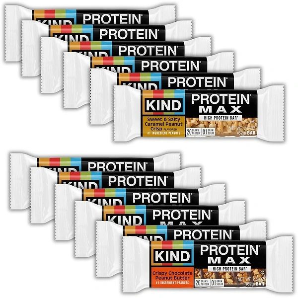 KIND Protein MAX Variety Pack, High Protein Bars, 1g Sugar, 20g Protein, 12 Count