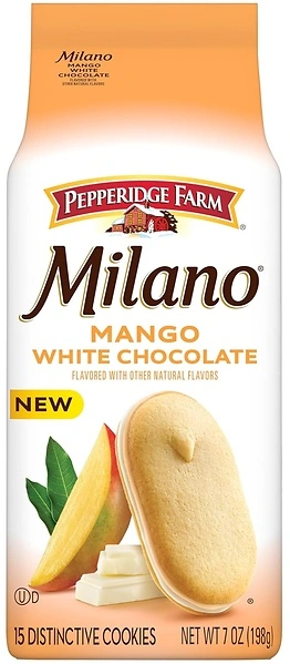 Pepperidge Farm Milano White Chocolate Mango Flavored Cookies, 7 Oz Bag