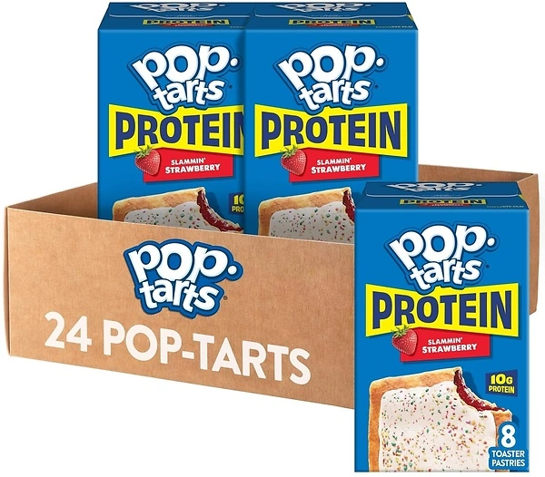 Pop-Tarts Protein Toaster Pastries, 10g Protein, Slammin' Strawberry (24 Pop-Tarts)
