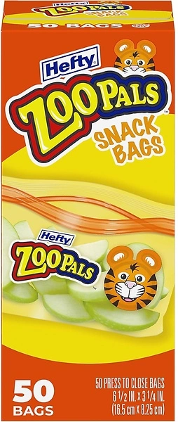 Hefty Zoo Pals Press to Close Snack Bags, 50 Count