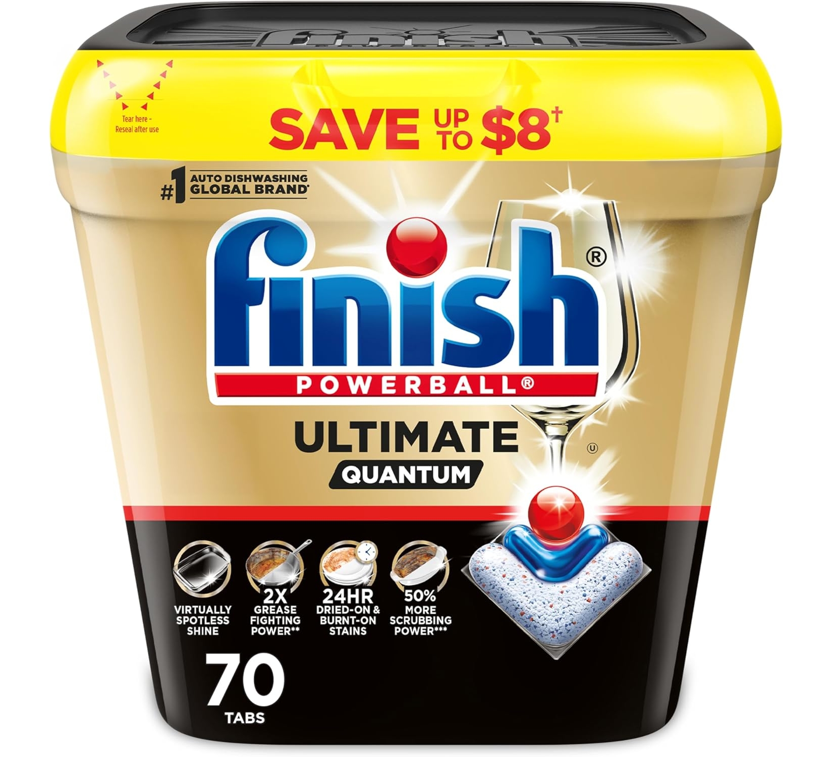 Finish Ultimate Quantum Dishwasher Pods, New Formula, 70 Count