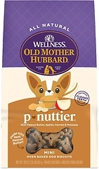 Old Mother Hubbard Wellness P-Nuttier Dog Biscuits, Peanut Butter, Mini, 20 Oz