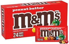 M&M'S Peanut Butter Chocolate Candy Singles, Bulk, 1.63-Ounce, 24-Count Box