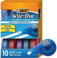 BIC Wite-Out EZ Correct Tear-Resistant Correction Tape, 39.3 ft, 10 Count