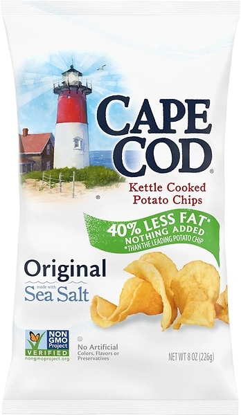 Cape Cod Potato Chips, Less Fat Original Kettle Chips, 8 Oz