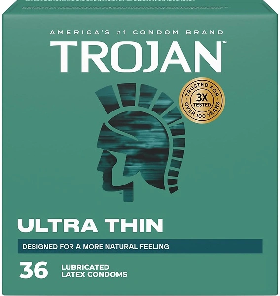 Trojan Ultra Thin Latex Lubricated Condoms, Thin, 36 Count