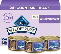 Blue Buffalo Wilderness Kitten Grain - Free Chicken Pate Wet Cat Food, 24 Cans