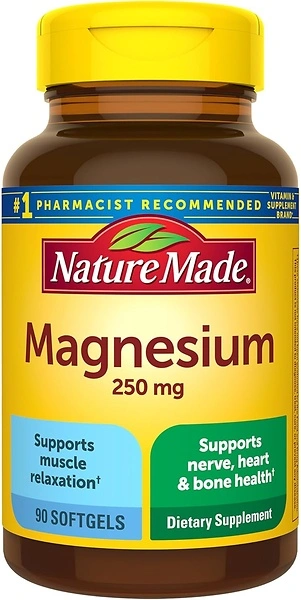 Nature Made Magnesium 250 mg, 90 Softgels, Supports Muscle, Heart, Bone Health
