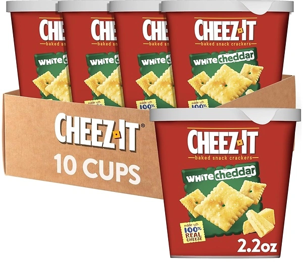 Cheez-It Baked Snack Cheese Crackers, White Cheddar, 2.2 oz, Pack of 10