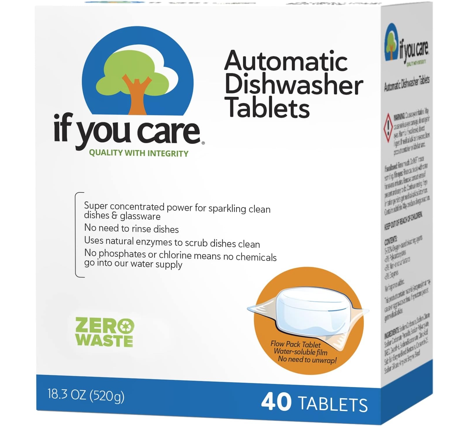 If You Care Dishwasher Tablets, 40 Count - Plant Based, Biodegradable Dish Cleaner
