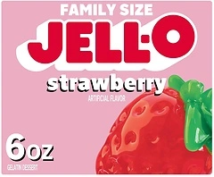 Jell-O Strawberry Gelatin Dessert Mix, Family Size, 6 oz Box