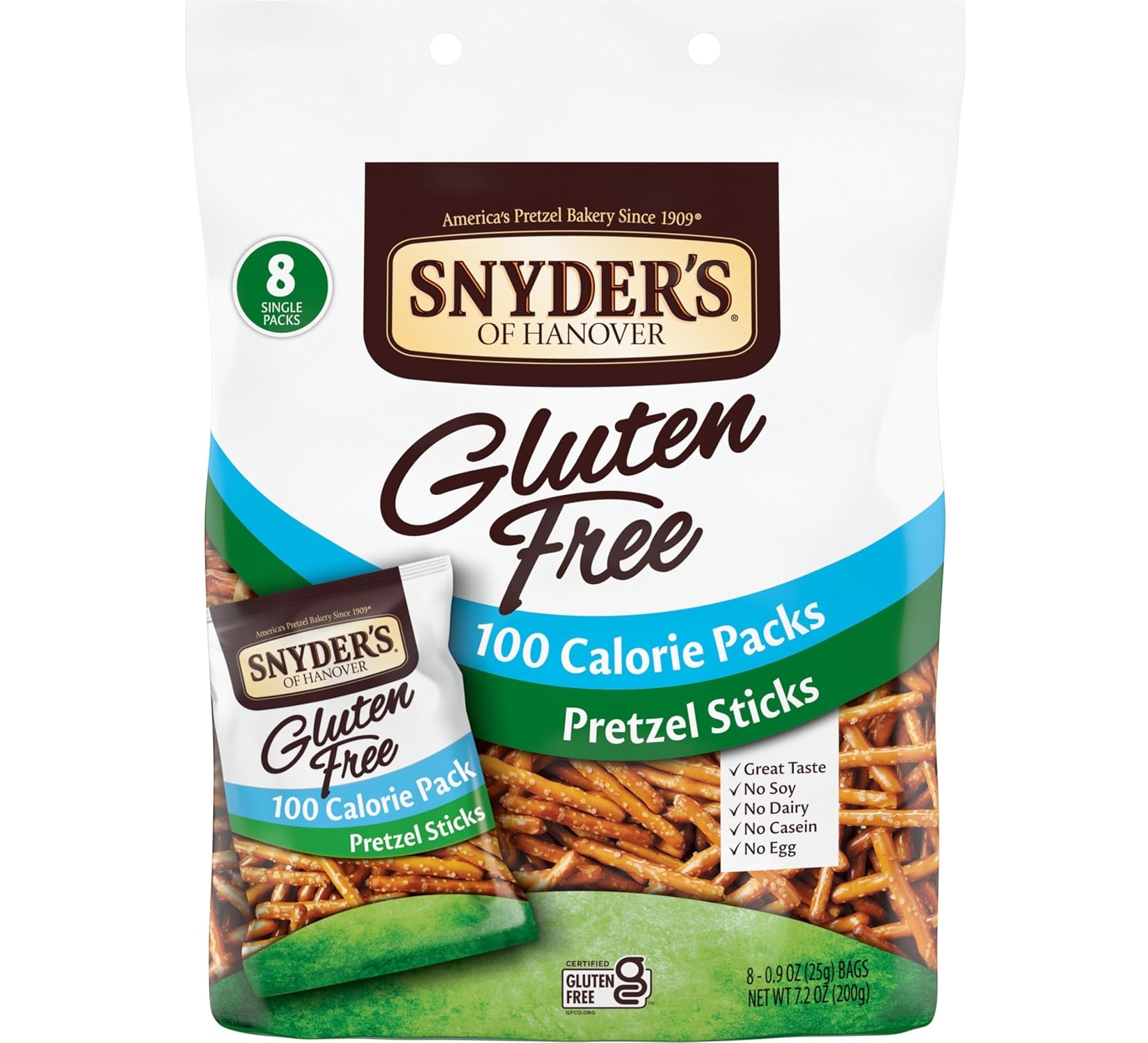 Snyder's of Hanover Gluten Free Pretzel Sticks, 100 Calorie Individual Packs, 8 Ct