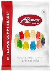 Albanese World's Best 12 Flavor Gummi Bears, 5lbs, Gluten Free, Fat Free