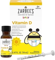 Zarbee's Vitamin D Drops for Infants, 400 IU (10 mcg), 0.47 Fl Oz
