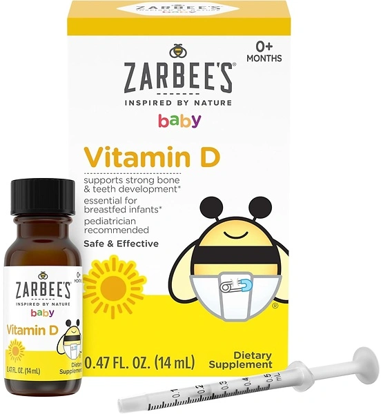 Zarbee's Vitamin D Drops for Infants, 400 IU (10 mcg), 0.47 Fl Oz