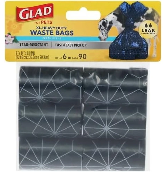Glad for Pets Extra Large Scented Dog Poop Bags, Heavy Duty, 90 Count