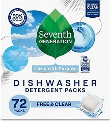 Seventh Generation Dishwasher Detergent Packs, Free & Clear, 72 Count