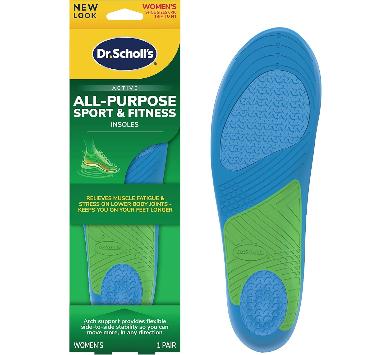 Dr. Scholl's Sport Insoles - Shock Absorption and Arch Support for Women Size 6-10