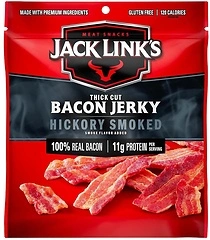 Jack Link's Hickory Smoked Bacon Jerky, 2.5 oz Bag, 11g Protein per Serving