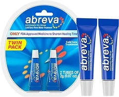 Abreva 10% Docosanol Cold Sore Treatment, 0.07 oz Tube, 2 Count