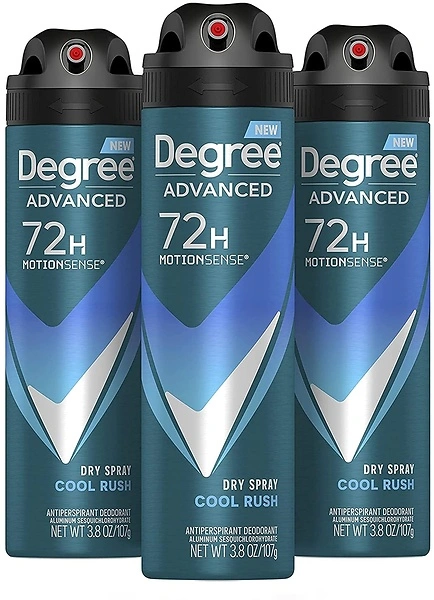Degree Men Antiperspirant Deodorant Dry Spray Cool Rush, 3 Count, 3.8 oz