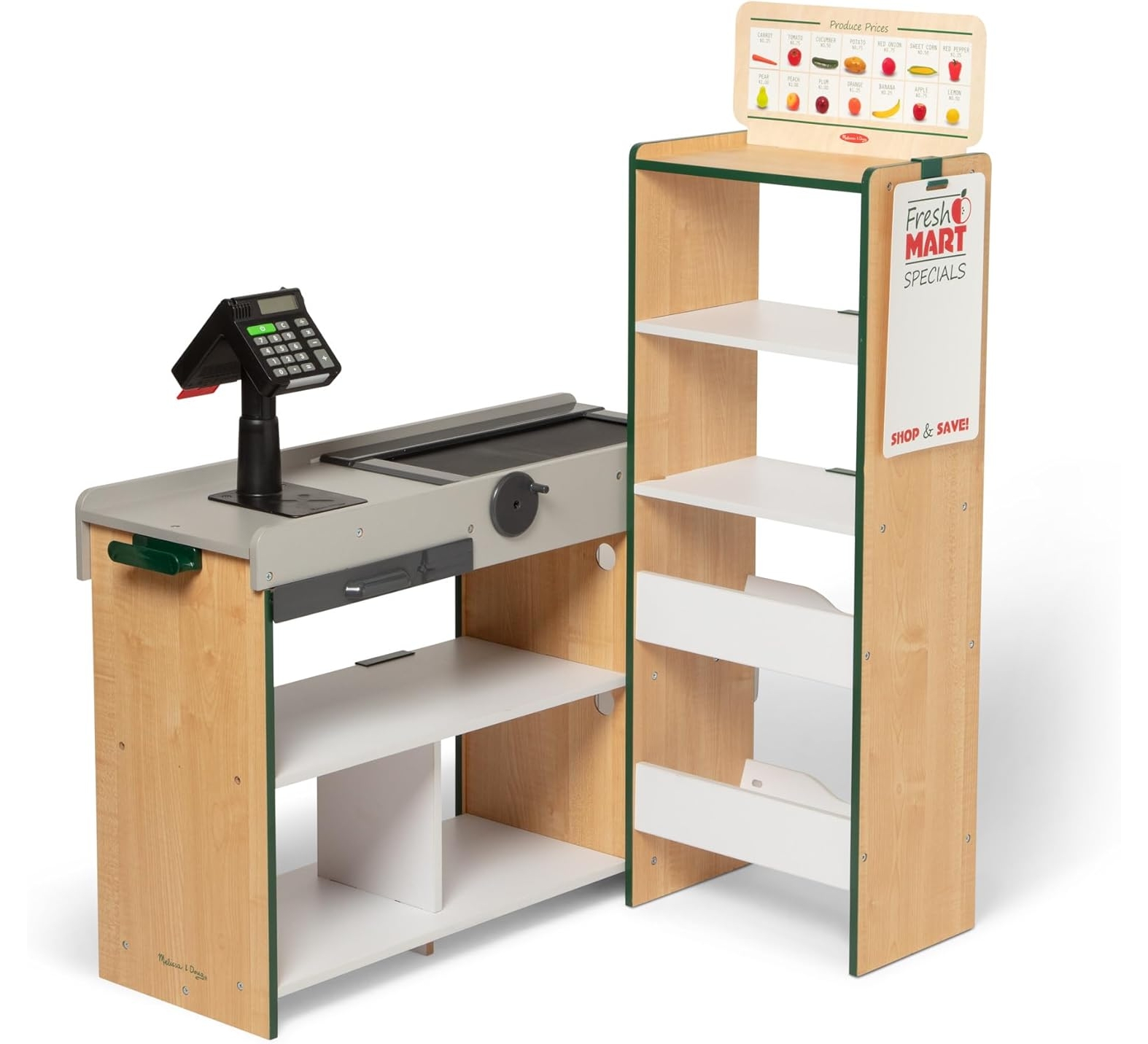 Melissa & Doug Fresh Mart Pretend Grocery Store, Kids Cash Register & Conveyor Belt