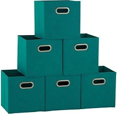 Household Essentials Fabric Storage Cubes, 6 Pack, 11x11x11, Aqua