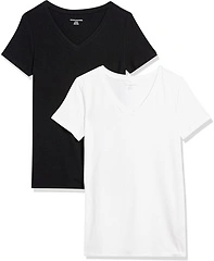 Essentials Women's Regular - Fit Short - Sleeve T - Shirt, Pack of 2, Black/White