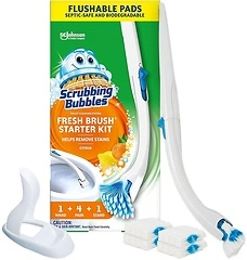 Scrubbing Bubbles Toilet Bowl Cleaning System, 1 Wand + 4 Refills + 1 Stand