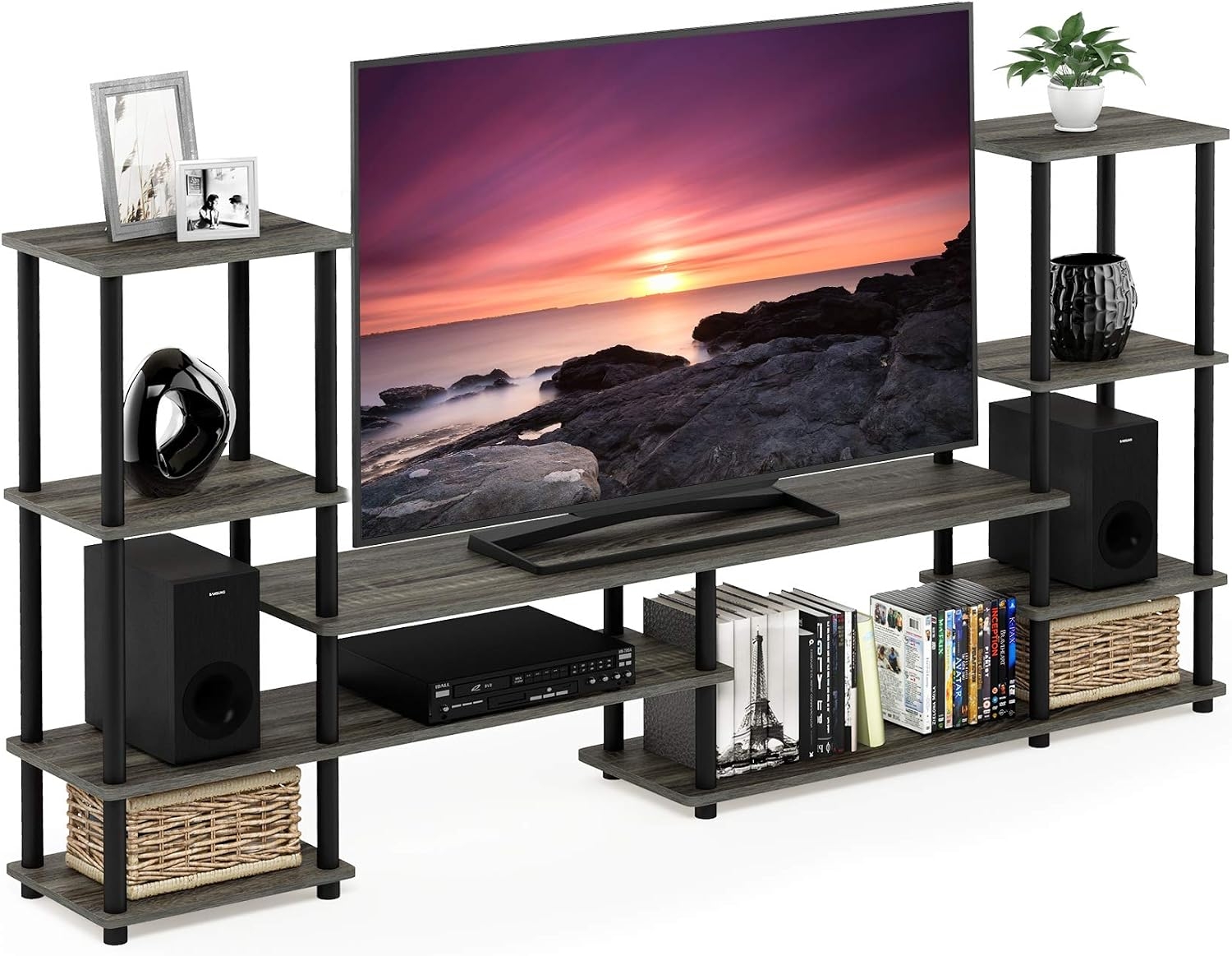 Furinno TURN-N-TUBE TV Stand, Open Frame Entertainment Center, for TVs up to 48 Inch