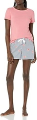 Essentials Women's Poplin Short and Sleep Tee Pajama Set, Large
