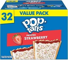 Pop-Tarts Toaster Pastries, Mega Value Pack, Frosted Strawberry, 32 Pack