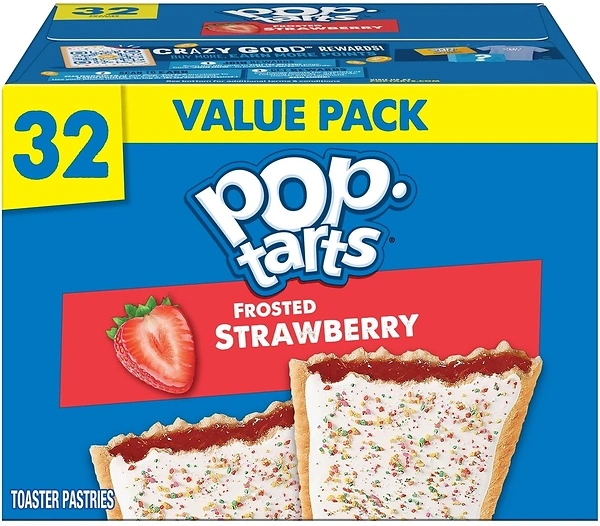 Pop-Tarts Toaster Pastries, Mega Value Pack, Frosted Strawberry, 32 Pack