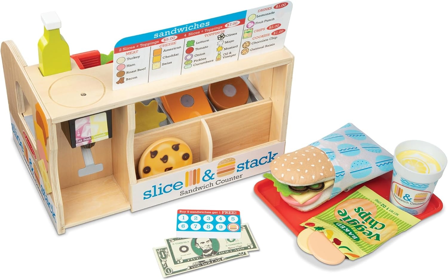 Melissa & Doug Slice-Stack-Serve Wooden Sandwich Counter Pretend Play Store