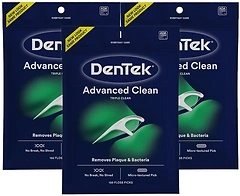 DenTek Triple Clean Advanced Floss Picks, No Break & No Shred, 150 Count, 3 Pack