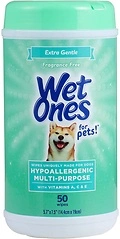Wet Ones for Pets Hypoallergenic Dog Wipes with Vitamins A, C, E, 50 Count