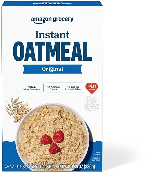 Amazon Grocery, Original Instant Oatmeal, 0.98 Oz, 12 Ct
