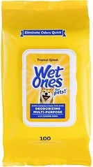Wet Ones for Pets Deodorizing Dog Wipes with Baking Soda, Tropical Splash, 100 Count